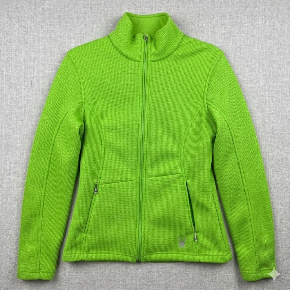 Spyder Core Sweater Jacket Womens Medium Lime Green Full Zip Fleece Ski Gorpcore